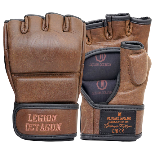 Legion Octagon PRO Oldschool MMA-Handschuhe Braun – Echtleder