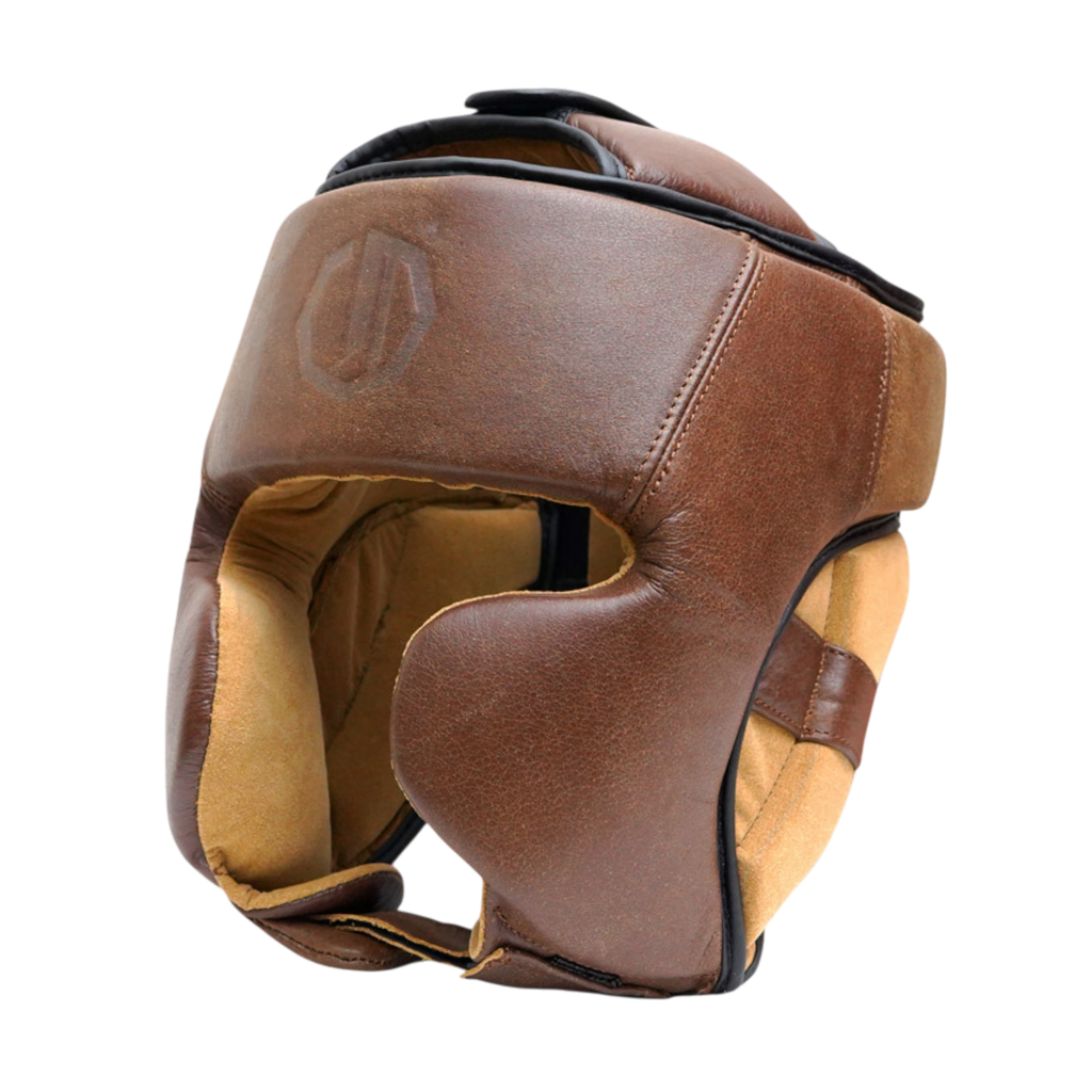 Legion Octagon PRO Oldschool Boxkopfschutz Braun – Echtleder