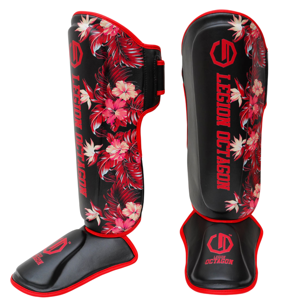 Legion Octagon Flower Black/Red Schienbein- und Fussschutz