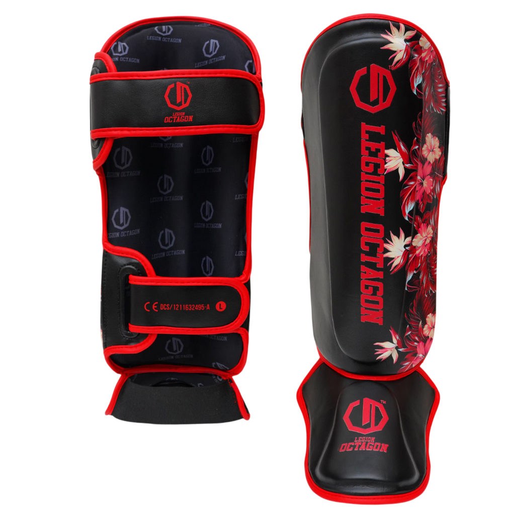Legion Octagon Flower Black/Red Schienbein- und Fussschutz