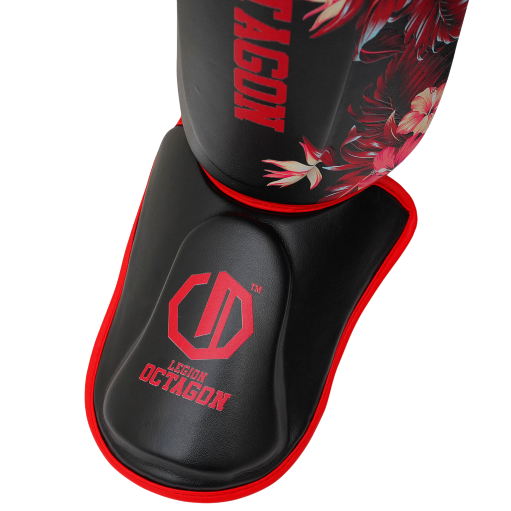 Legion Octagon Flower Black/Red Schienbein- und Fussschutz