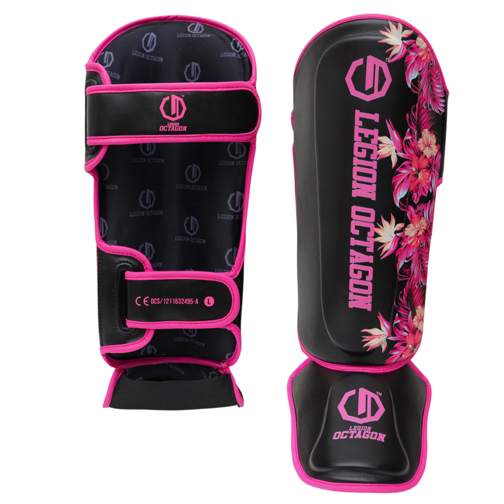 Legion Octagon Flower Black/Pink Schienbein- und Fussschutz