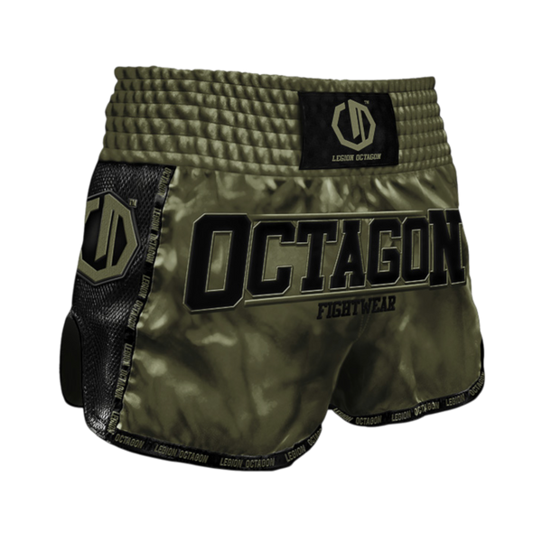 Legion Octagon Future PREMIUM Army Green Kickbox- und Muay-Thai-Shorts