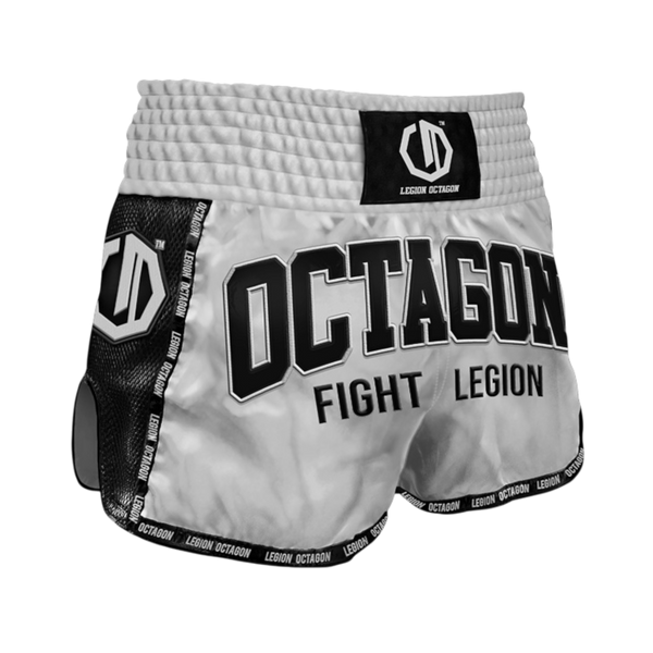 Legion Octagon Fight Legion PREMIUM Silver Kickbox- und Muay-Thai-Shorts