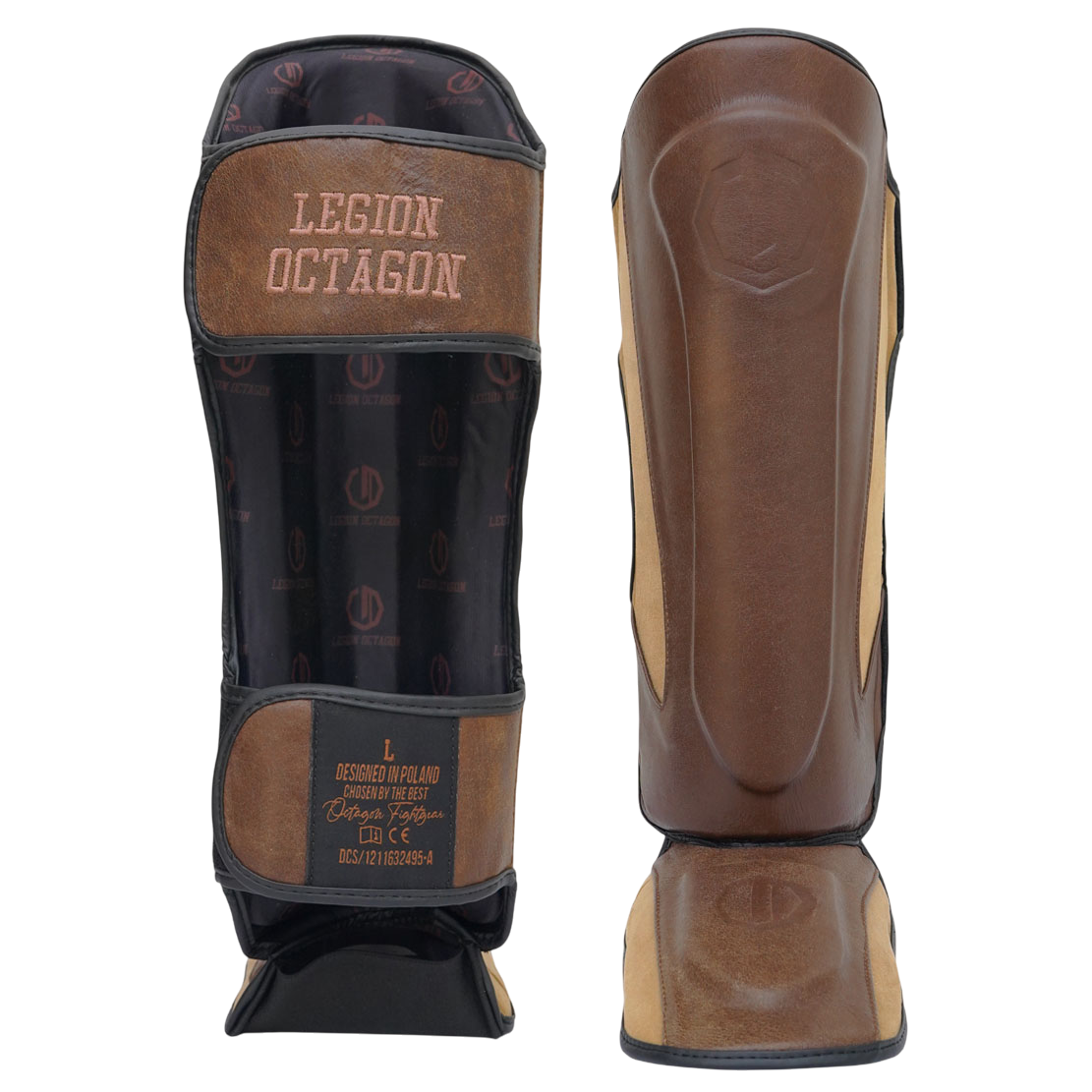 Legion Octagon PRO Oldschool Schienbein- & Fussschutz Braun – Echtleder