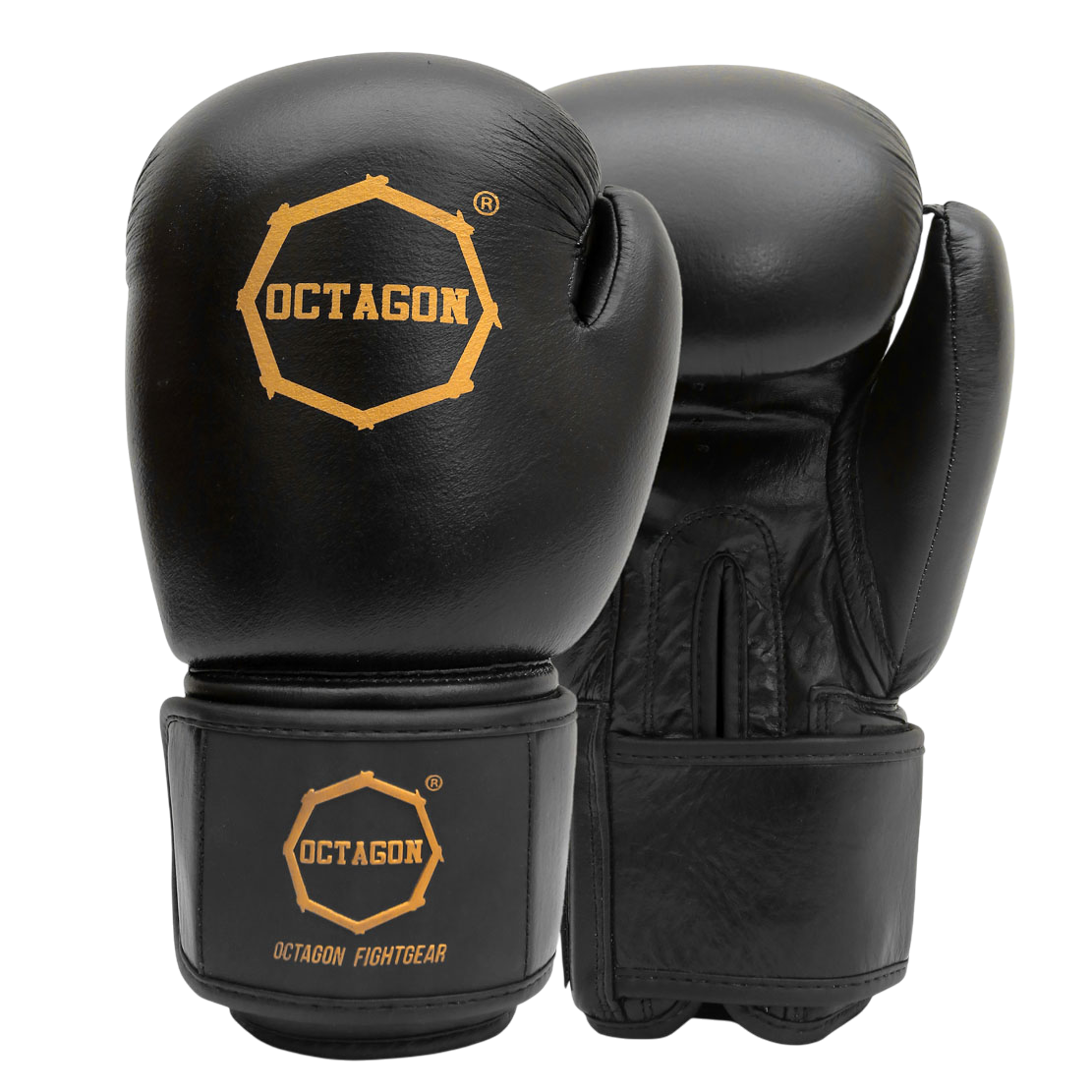 Octagon Royal Black/Gold Boxhandschuhe – Echtleder
