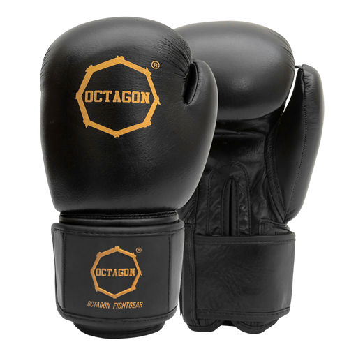 Octagon Royal Black/Gold Boxhandschuhe – Echtleder