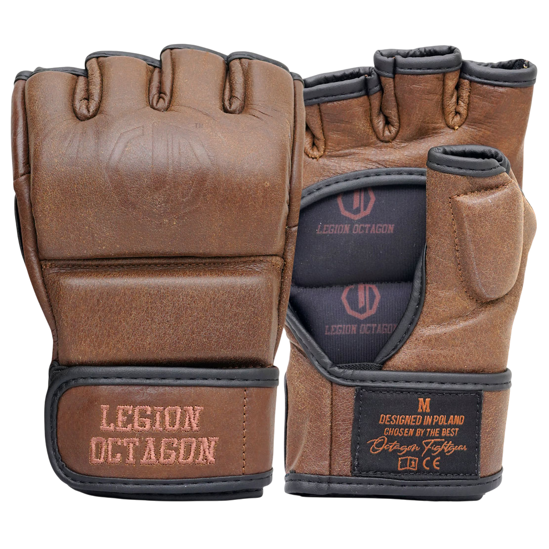 Legion Octagon PRO Oldschool MMA-Handschuhe Braun – Echtleder