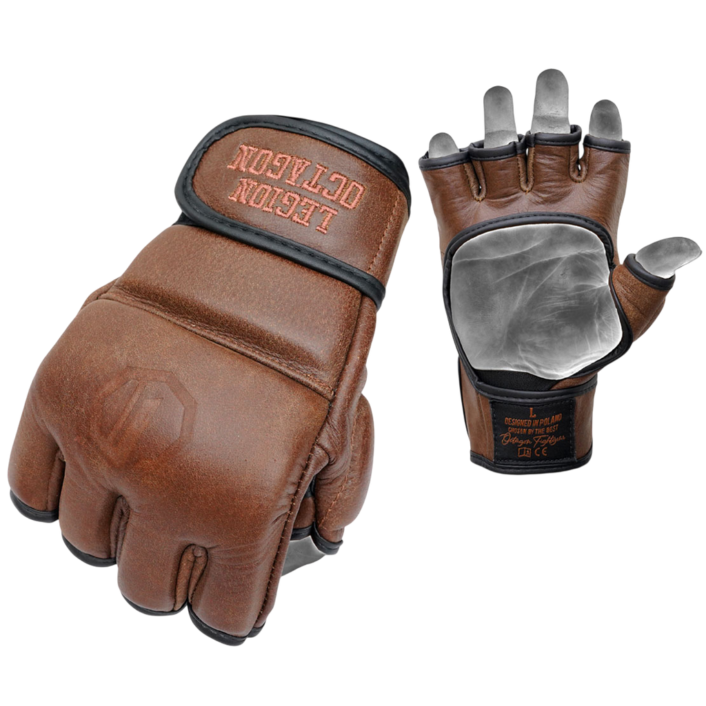 Legion Octagon PRO Oldschool MMA-Handschuhe Braun – Echtleder