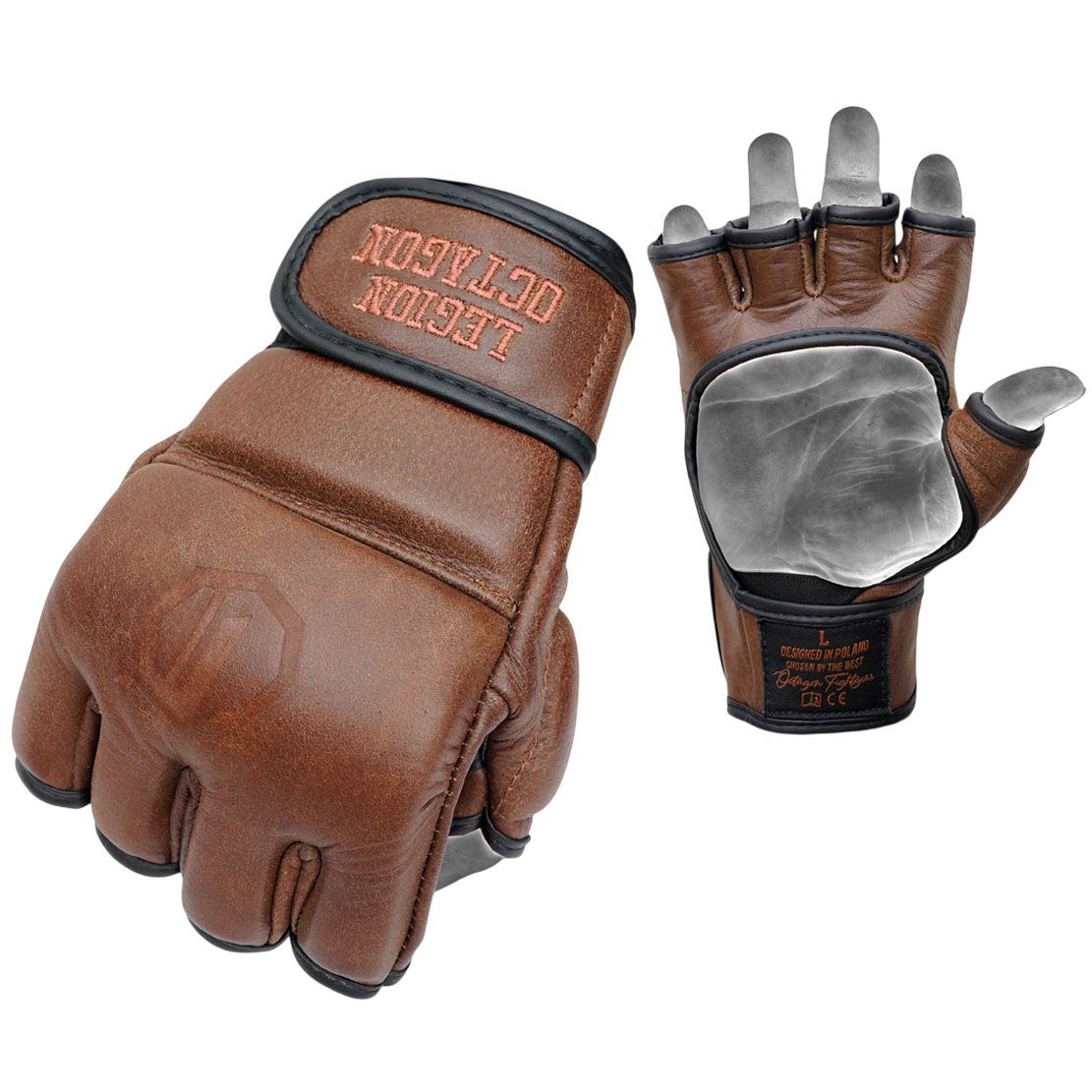 Legion Octagon PRO Oldschool MMA-Handschuhe Braun – Echtleder
