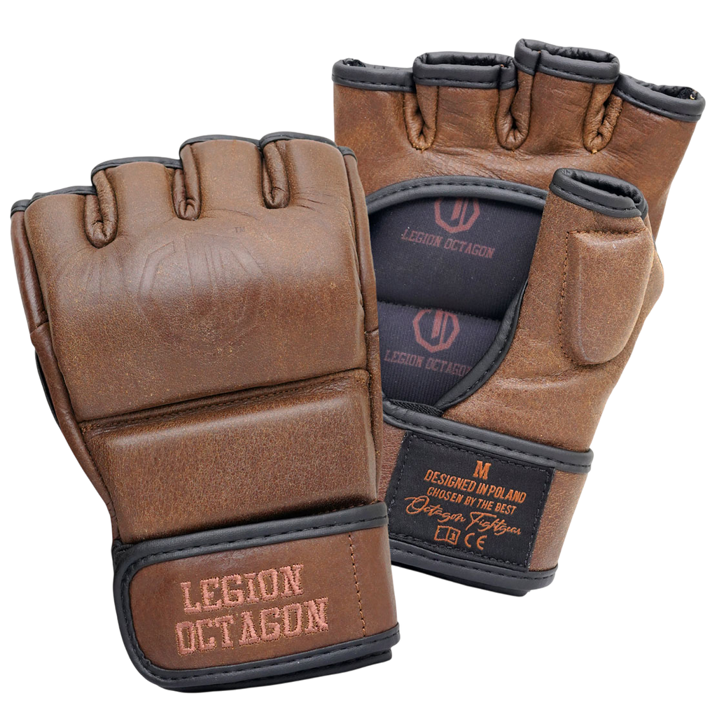 Legion Octagon PRO Oldschool MMA-Handschuhe Braun – Echtleder