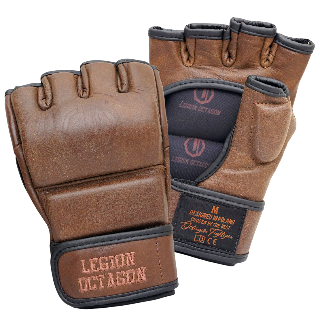 Legion Octagon PRO Oldschool MMA-Handschuhe Braun – Echtleder
