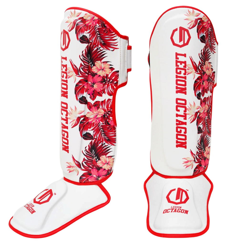 Legion Octagon Flower Schienbein- und Fussschutz – White/Red