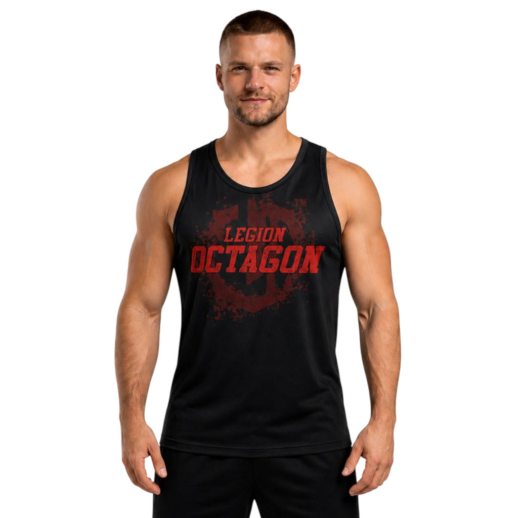 Legion Octagon Grunge Black/Red Sport-Tanktop – Vorderansicht