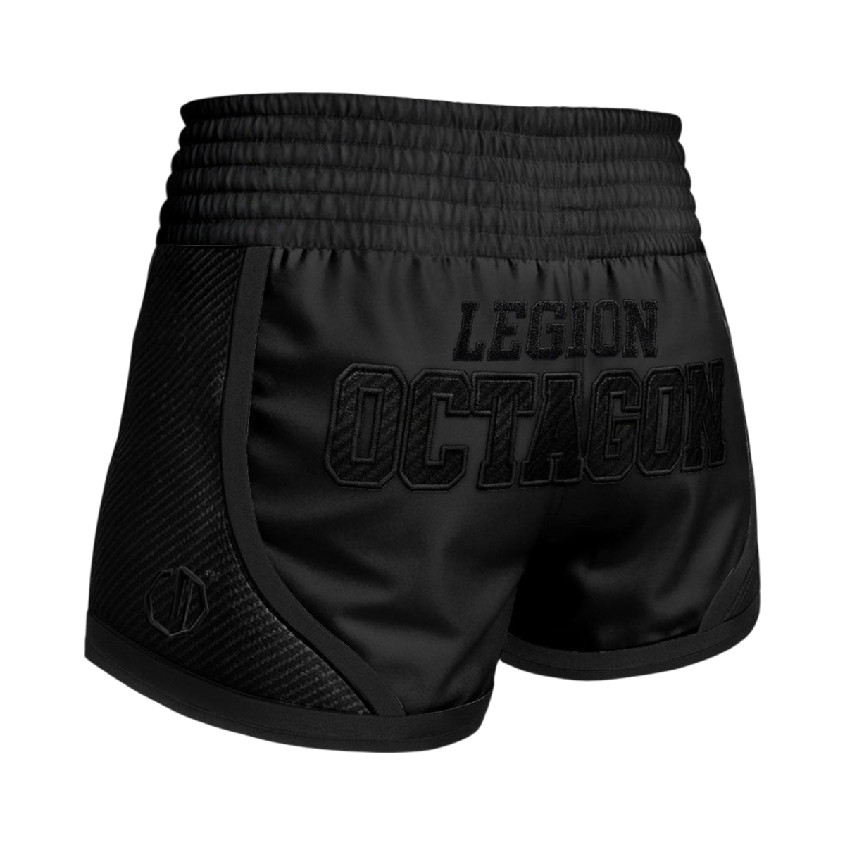 Legion Octagon Kevlar PREMIUM Black/Black Kickbox- und Muay-Thai-Shorts