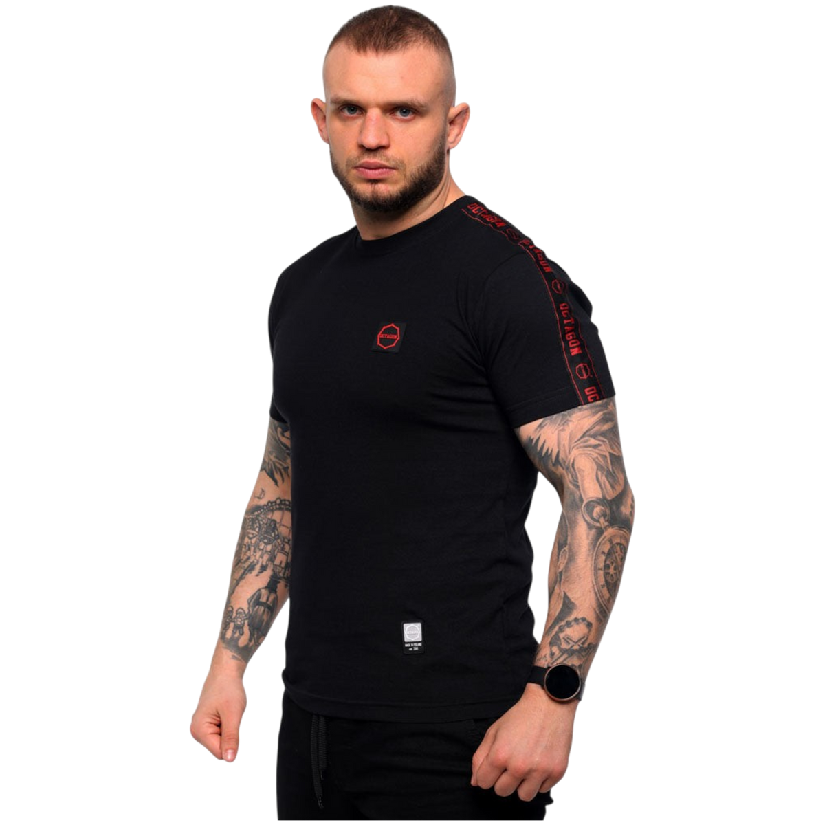 Octagon Stripe Black/Red T-Shirt